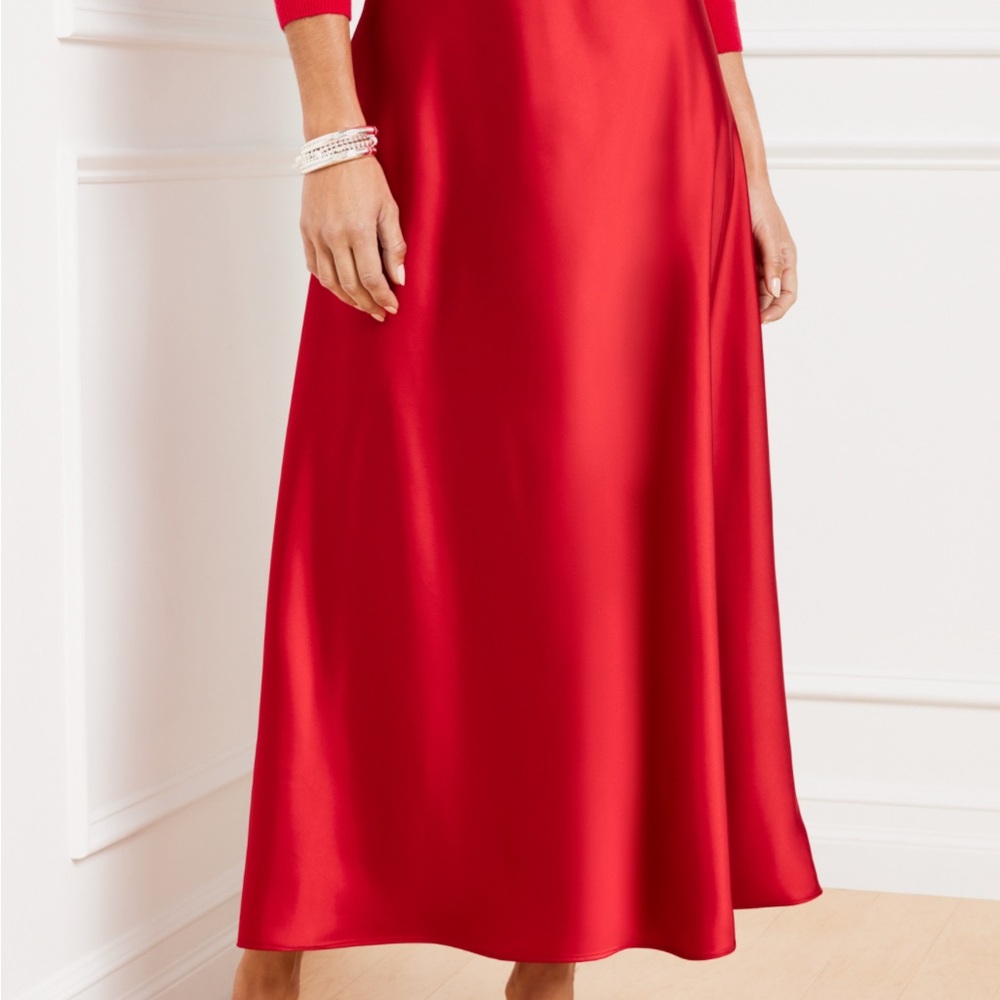 Talbots Vibrant Holiday Red Skirt - Picture 3 of 7